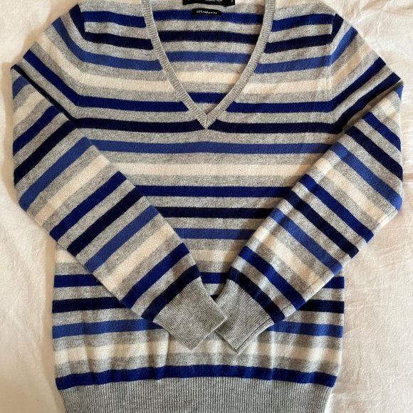 100% Ultra Soft Cashmere Striped Sweater::Galeries Lafayette - Picture 1 of 5